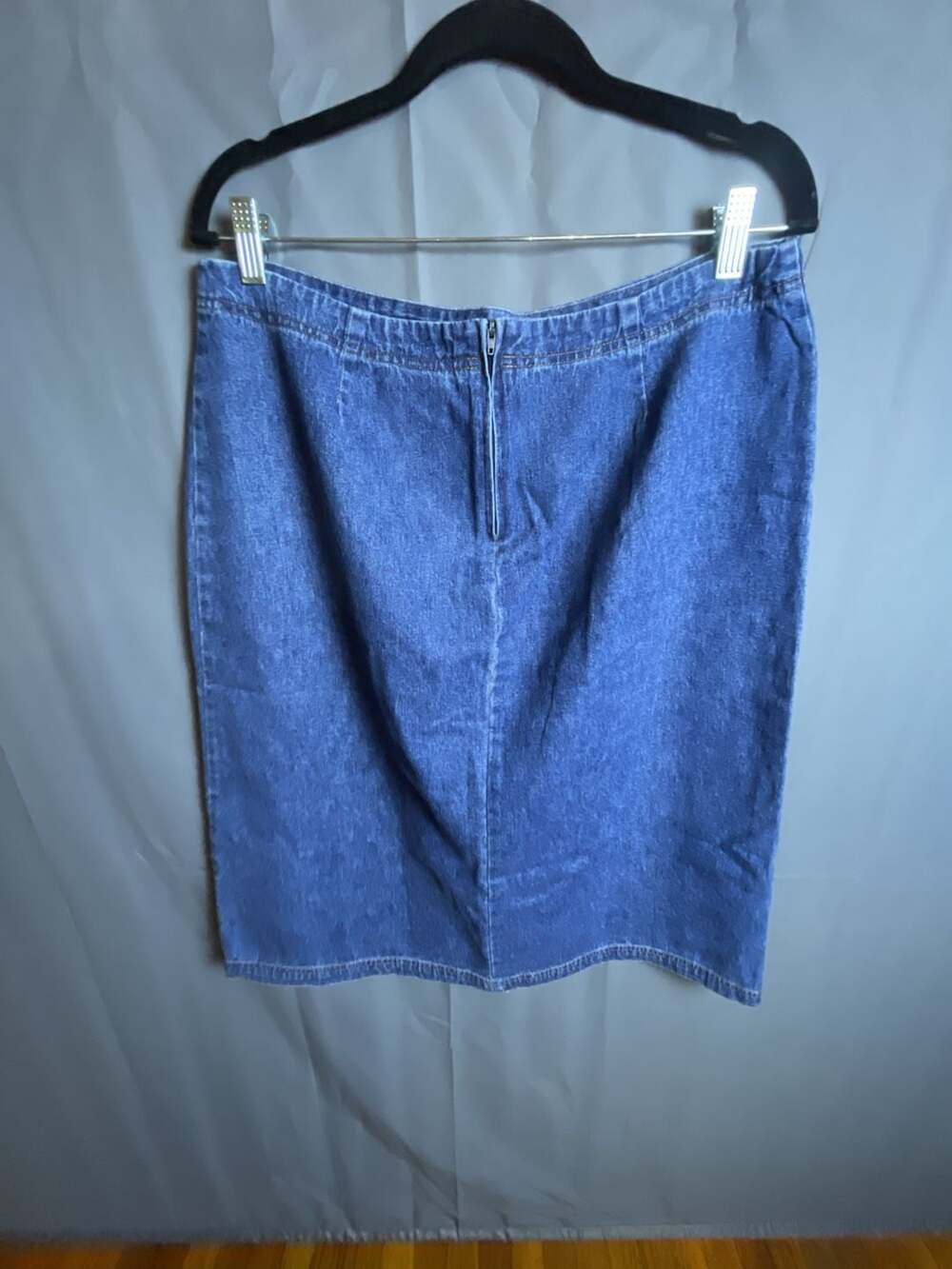 Vintage Studio 90s Drawstring Denim Skirt Size 16 Medium Wash Y2K Midi - Picture 4 of 7